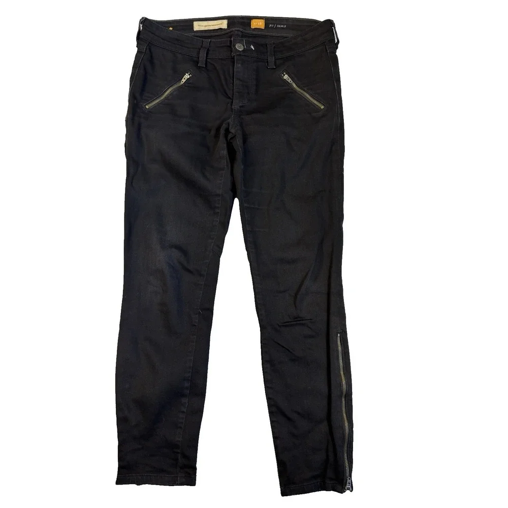 Pilcro And the Letterpress Womens 28 Black Zipper Ankle Pants Sexy Baddie Rocker